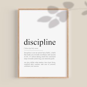 Discipline Definition Prints, office poster, office wall decor, entrepreneur gift, inspirational quotes, boss lady art