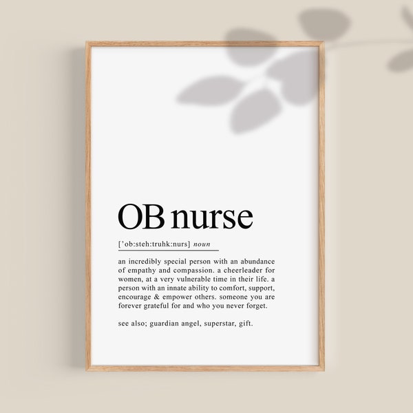 OB Nurse definition Print, Obstetrics Nurse Gift, Labor and Delivery Nurse gift, Student L&D Nurse Graduation, OB Nurse Printable