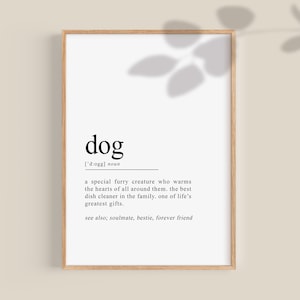 Dog Definition Print, Dog Lover wall decor, Funny gift for Dog owner, Dog Mom prints, Dog Dad Printable wall art, Dog Mama mothers day gift