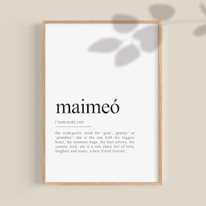 Presente da vovó irlandesa Maimeó, estampa da avó irlandesa, estampas irlandesas, presente da vovó, presente da mãe irlandesa, presente do dia das mães, estampa Gaeilge da Irlanda
