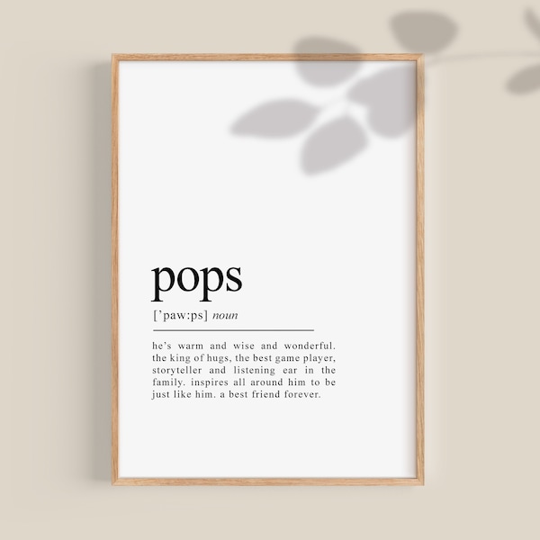 Pops Definition Print, Grandfather Gift (Digital Download)