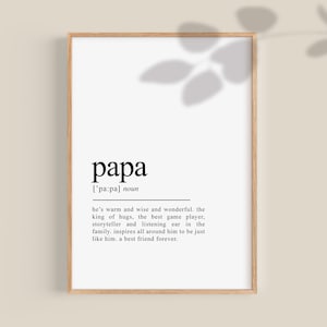 Papa gifts, Papa Definition, dictionary art, father&#39;s day gift, gifts for Dad, printable wall art, gifts for him, gifts for men