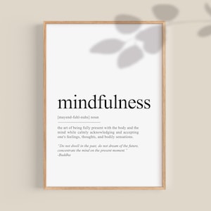 Mindfulness gift, Definition Print | Yoga Studio Wall Decor, Bedroom Printable Wall Art | Yogi Zen Meditation Poster, Digital Download