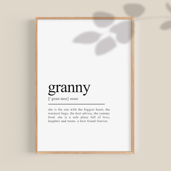 Granny Gift, Granny Definition print, Grandmother gift, Grandma gift, Gifts for Grandma, granny birthday gifts, gifts for nana