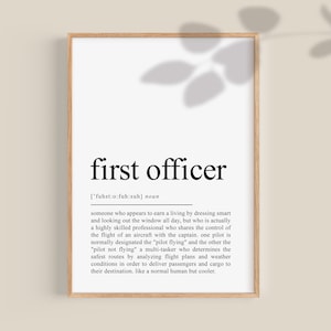 First Officer Pilot gifts for men Pilot gift for women Cabin Crew Aircraft Pilot Definition Present Printable Wall Art DIGITAL Download