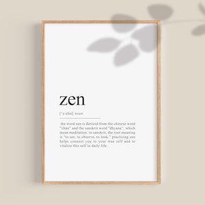 Stampa a definizione Zen, Poster Zen, Decorazione Yoga Studio, Arte murale meditativa, Stampa meditazione, Decorazioni murali Affermazioni, stampabile