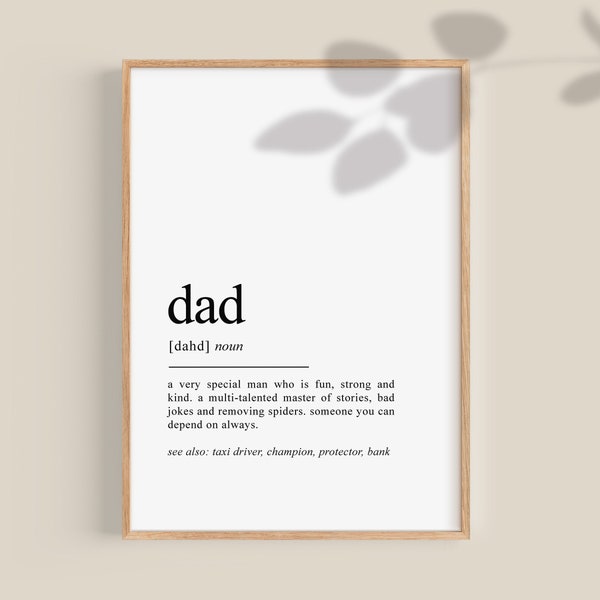 Dad Definition Print, Dad Gift, Christmas Gifts for Dad, New Dad Wall Art, Father's day gifts, Stepdad, Gifts for Men, Father DIGITAL ART