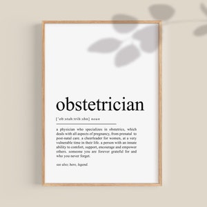 Obstetrician Gift, Obstetrician Definition Print, Junior Doctor Gifts, Graduation Gift, Medical Student Digital Download, Printables