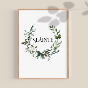 Sláinte Print, Irische Geschenke, Irland Drucke, Irischer Segen, Sláinte Irish Decor, Gaeilge Poster, irische Kunst, druckbare Wandkunst