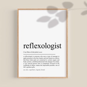 Impresión de definición de reflexólogo, regalo de reflexólogo, regalo de oficina de reflexología, regalo de graduación de estudiantes, arte de pared imprimible