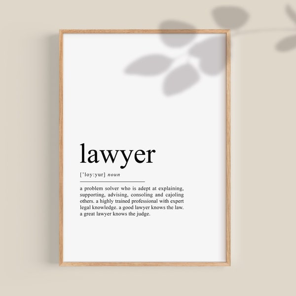 Lawyer gift, Lawyer Definition Print, Lawyer Office Decor, Gift for Lawyer, Law Student Gift, Law School Gift, Attorney Gift, printable