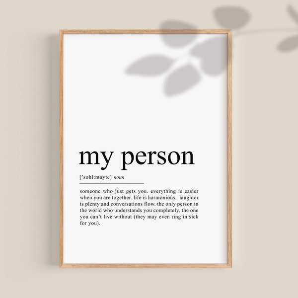 My Person Definition Print, Soulmate gift, gift for her, boyfriend gift, girlfriend gift, anniversary gifts, wedding gift, husband gift