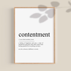Contentment Definition Print, Gratitude Printable | Grateful Wall Art, Thankful for you, Manifestation Spiritual Art | digital download