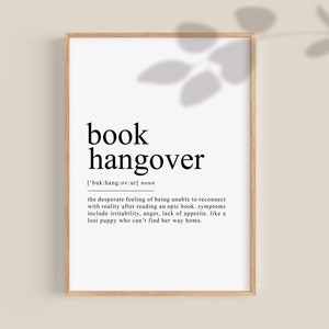 Book hangover definition print, Bookish gifts, Book lover gift, funny gifts for book lovers, teacher gift, librarian gift, printables
