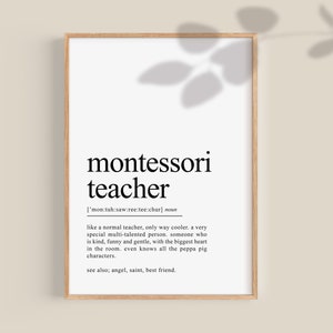 Montessori Teacher Definition Print, Montessori Teacher Gift, Nursery Teacher, Early Years, Teacher Appreciation, printable