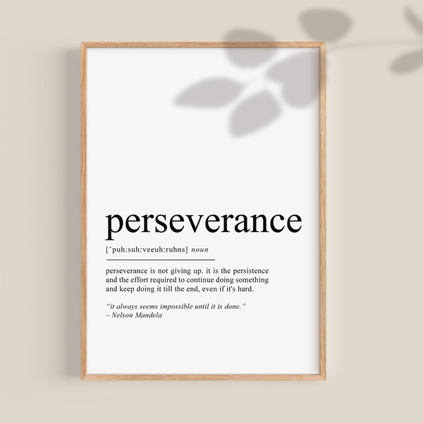 Perseverance Definition Print Motivational Quotes Office Wall Art School Classroom Posters Positive affirmations Decor printable download