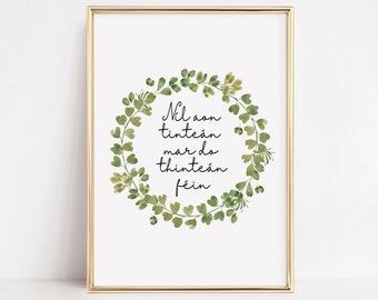 Irisches Segenszeichen, Es gibt keinen Ort wie zu Hause, irischer Haussegen, Gaeilge Dekor, gälische Wandkunst, irische Geschenke, irisches Zitat