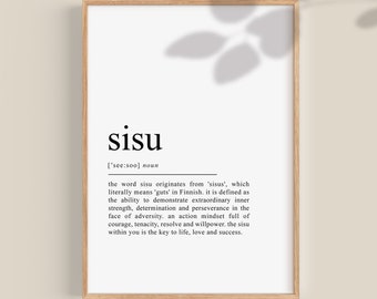 Sisu Definition Print, Sisu Poster, Sisu Wall Art, Finnish Decor, Scandinavian Print, Graduation Gifts, printable