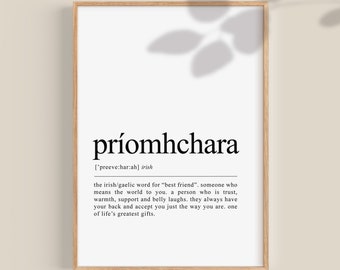 Príomhchara Irish Definition Print, Best Friend Gift (Digital Download)