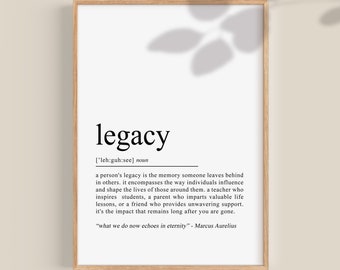 Legacy Definition Gift for Difference Maker Gift for Teacher, Coach Gift, Mentor Gift, Best Friend Present, School Office Printable wall art