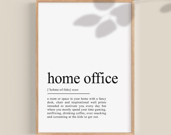 Home Office Sign, Home Office Definition, Home Office Poster, Work From Home, WFH Funny Office Prints, Office Decor, Printable wall art