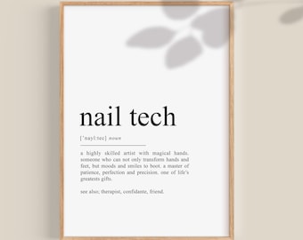 Nail Tech definition print, Nail Tech gifts, Nail Technician gifts, Nail Salon Wall Decor, Beauty room prints, Nail Art,  Nail printable