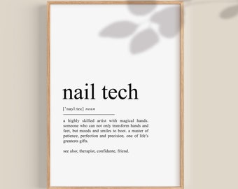 Nail Tech definition print, Nail Tech gifts, Nail Technician gifts, Nail Salon Wall Decor, Beauty room prints, Nail Art,  Nail printable