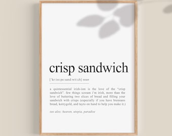 Scherpe sandwichdefinitieprint, grappige Ierse muurkunst (digitale download)