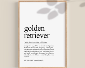 Golden Retriever Print, Golden Retriever Gifts, Definition Print, Dog Dad Gift, Dog Lovers, Dog Mom gift, Printable art | DIGITAL Download