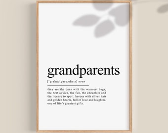 Grandparents Definition Print, Personalized Gift (Digital Download)