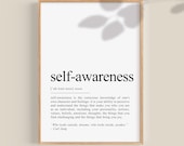 Self Awareness Definition Print Self Love Gift Classroom Quotes Poster Mental Health Gift Motivational Wall Art Teen Room decor Printable