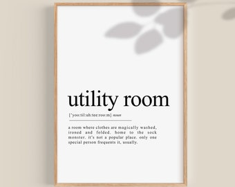 Utility Room Definition, dictionary art, Utility Room Print, Laundry room sign, Laundry Print, printable wall art, Funny decor