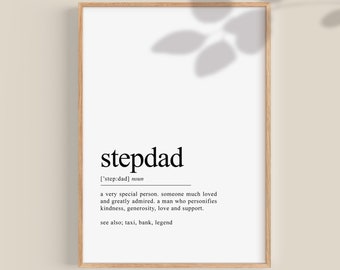 Stepdad gift, Stepdad Fathers day gift definition, print for Step dad, birthday gift | Dad Quotes Instant Digital Download