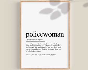 Police Officer Gifts, Policewoman definition print, Policewoman gift, Police gifts, police graduation, police gift, police mom