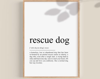 Rescue Dog Dad geschenken, Definition Print, Rescue Dog Mom Presents, Dog Owner Printable, Animal Shelter, Dog Walker | DIGITALE download