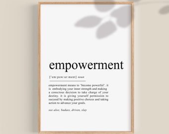 Empowerment Definition Print, Empowered woman Gift, Inspirational Quotes, Motivational Prints, Office Wall Art, printable