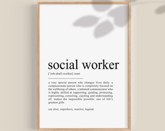 Social Worker Gift, Social worker definition print, Social Work gift, Social Worker gifts, gift for social worker graduation