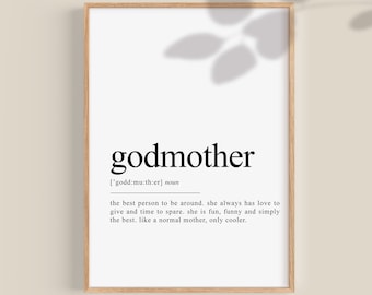 Godmother Definition Print Godmother Gift Gifts for - Etsy