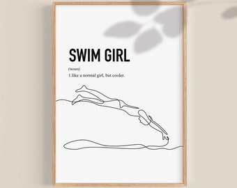 Swim Girl gift, Swim gift, Swimming Gift, gift for Swimmer, Swimming Art, Swimming Print, teen gifts, printable wall art