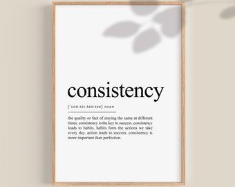 Consistency Definition Prints, office poster, office wall decor,  Home Gym Sign, entrepreneur gift, inspirational quotes