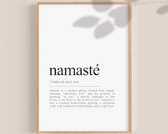 Namaste Definition Print, Yoga Wall Art (Digital Download)