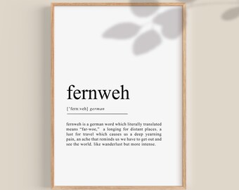 Fernweh Print Fernweh Definition German Gifts German Wall - Etsy
