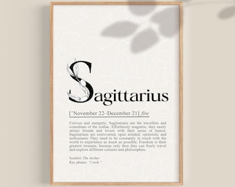 Sagittarius Definition Print, Zodiac Art (Digital Download)