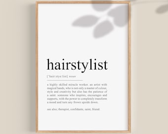 Hairstylist definition print, Hairstylist gift, Hair stylist Gifts for Hairstylists, Hair salon decor salon printable wall art hairdresser