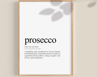 Prosecco Print, Prosecco gifts, Prosecco Wall Art, Prosecco Dictionary Definition Print, Bar decor, home bar sign, digital prints