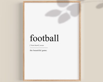 Football gift, Football definition prints, Football Poster, Football Print, Soccer poster, Soccer gifts, gifts for him, gifts for her