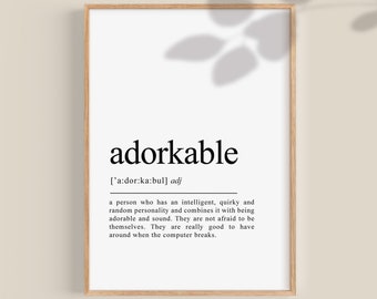 Funny best friend gift, Adorkable Definition Print Funny Boyfriend gift bestie dork gift, geeks nerd gifts | Printable  Art DIGITAL DOWNLOAD