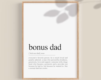 Bonus Dad Gift, Dad Definition Print, Gifts for Step Dad, Un-biological Dad, Father's day gifts, Stepdad Gifts for Men | Digital Download