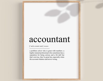 Accountant Definition Print, Accounts Office Wall Art gifts (Digital Download)