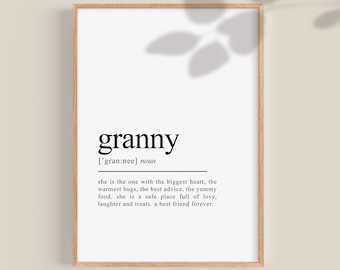 Granny Gift, Granny Definition print, Grandmother gift, Grandma gift, Gifts for Grandma, granny birthday gifts, gifts for nana